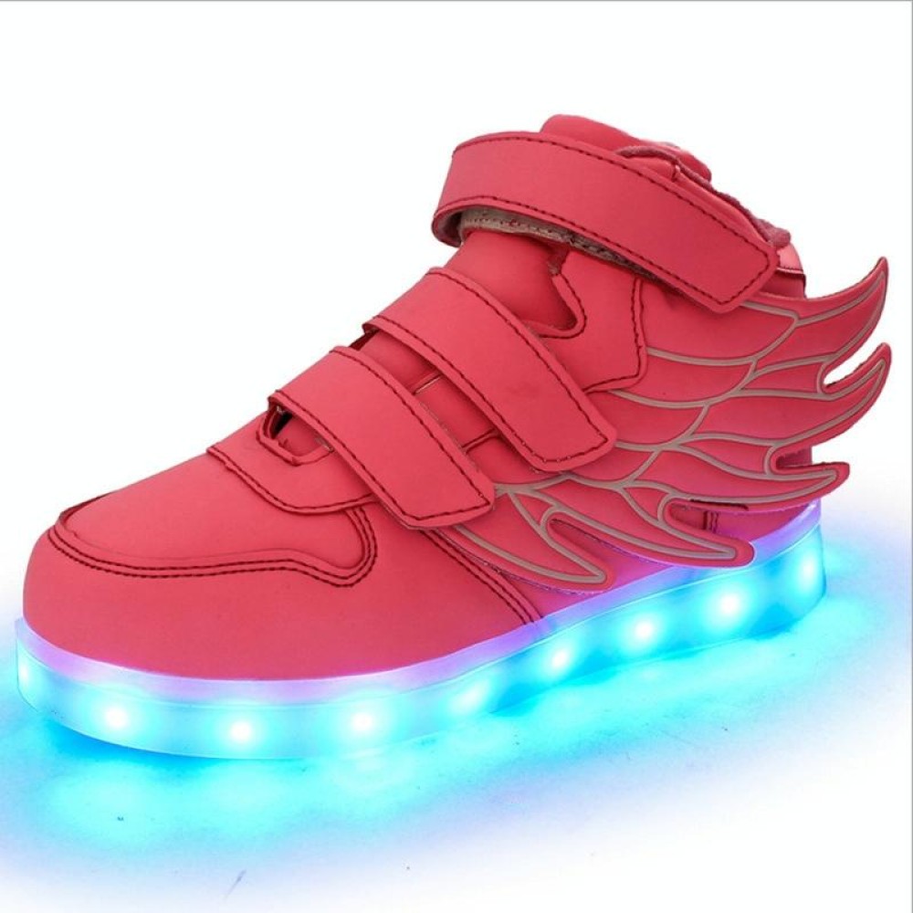 Children Colorful Light Shoes LED Charging Luminous Shoes, Size: 28(Pink)