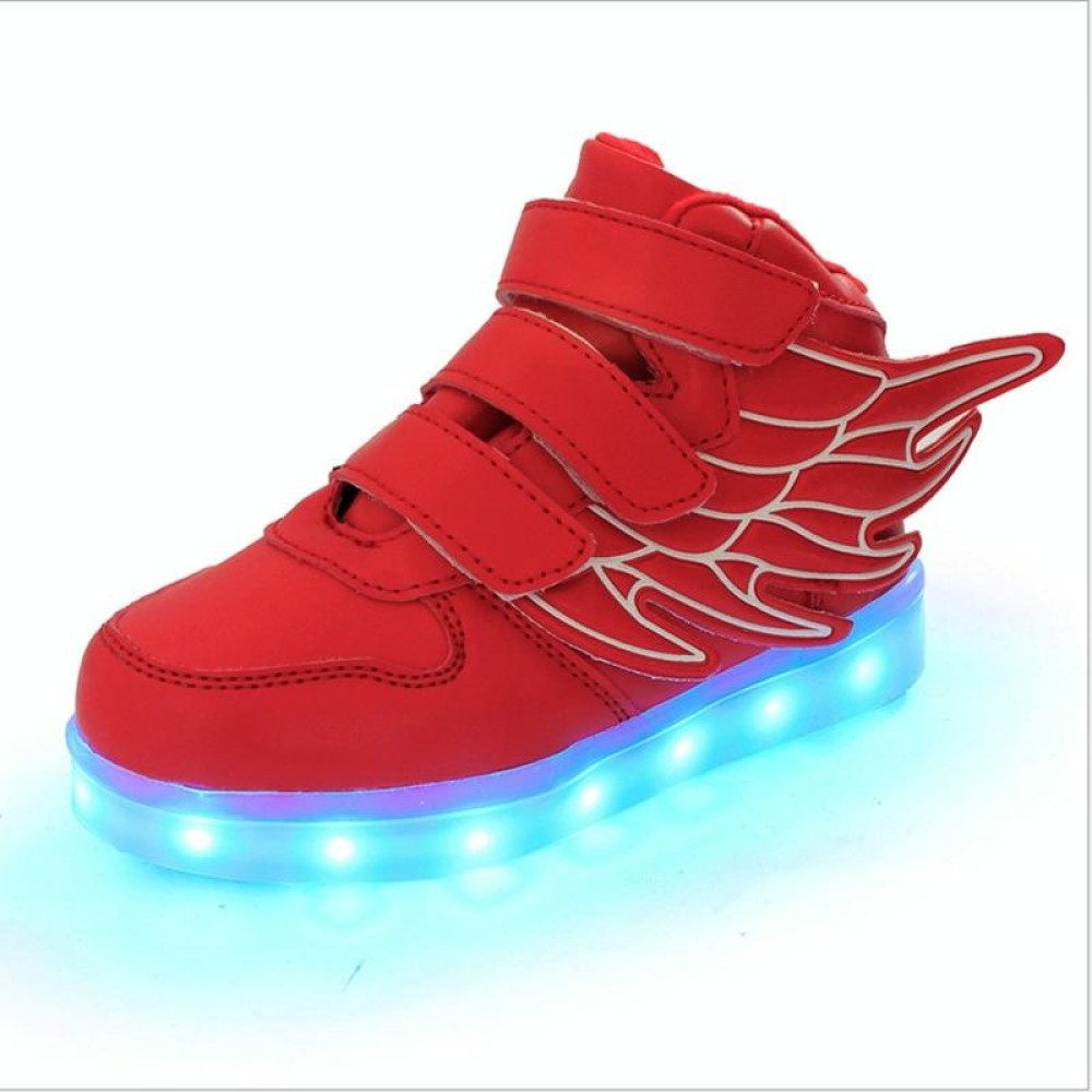 Children Colorful Light Shoes LED Charging Luminous Shoes, Size: 29(Red)