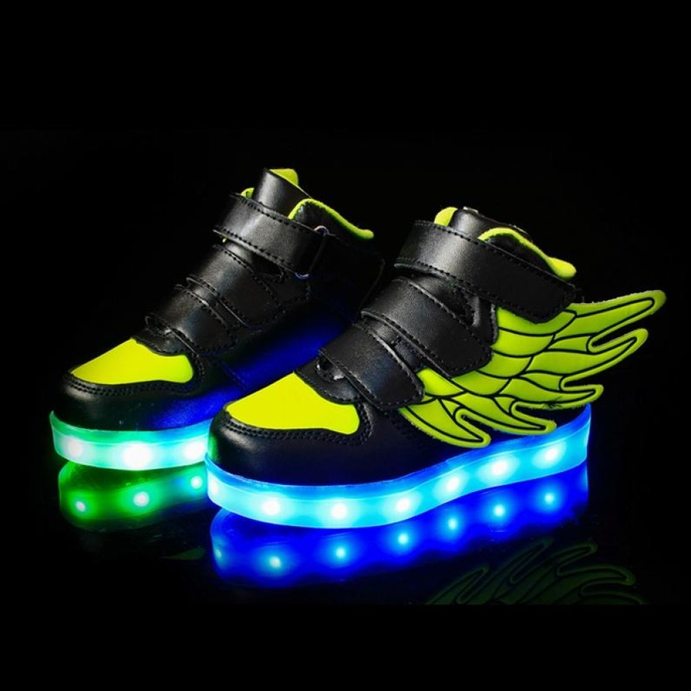 Children Colorful Light Shoes LED Charging Luminous Shoes, Size: 33(Black Green)