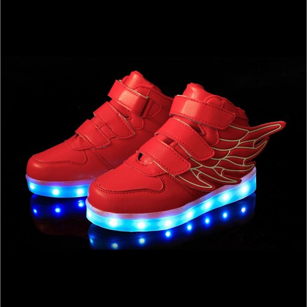 Children Colorful Light Shoes LED Charging Luminous Shoes, Size: 34(Red)