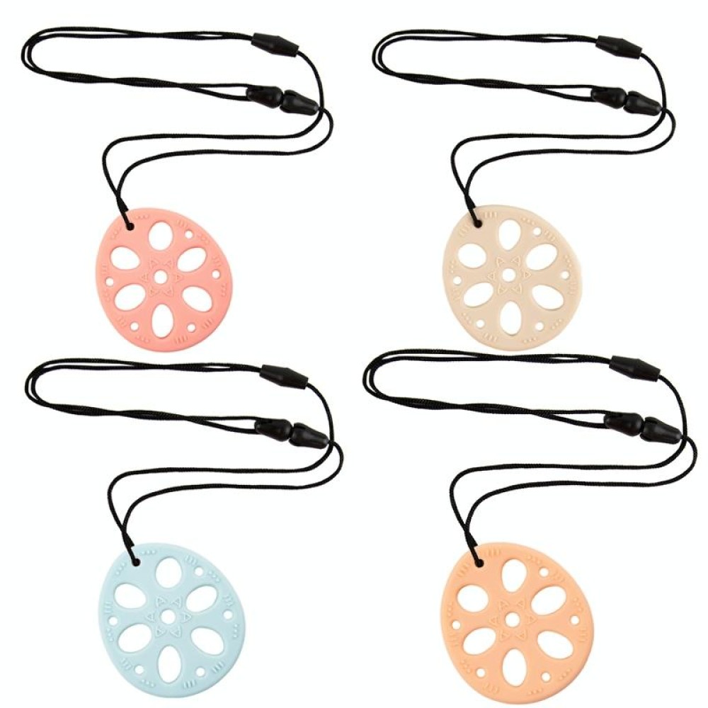 M010093 4 PCS Silicone Lotus Root Tablets Baby Soothing Teether Children Molars Toys Maternal And Child Supplies, Colour: Beige With Lanyard