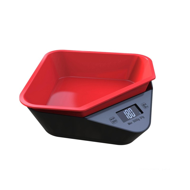 5kg/1g Kitchen Electronic Scale Coffee Scales Baking Food Scale Pallet Scale Pet Scale(Black Scale + Red Bowl)