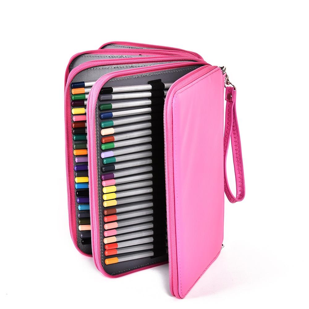 184 Hole Art Storage Pencil Case Multicolor Sketch Pen Color Lead Large Capacity Stationery Box(Rose Red)