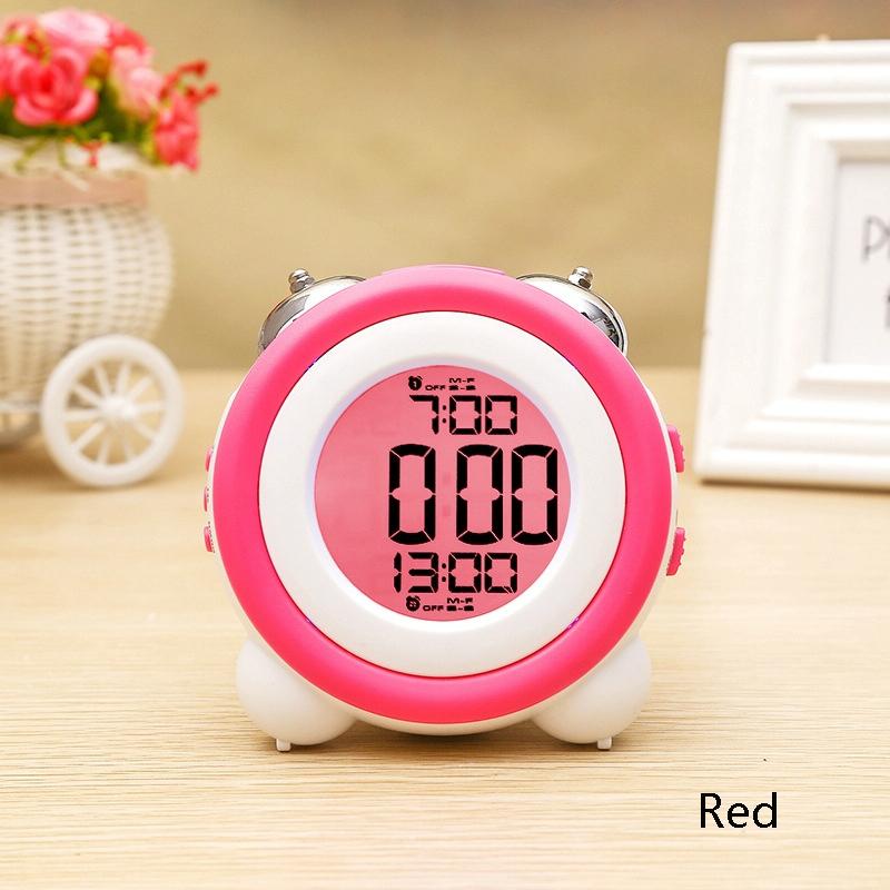 0705 Big Volume Simple Three-Dimensional LED Alarm Clock Mute Luminous Electronic Clock(Red)