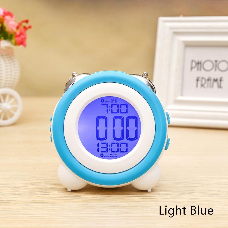 0705 Big Volume Simple Three-Dimensional LED Alarm Clock Mute Luminous Electronic Clock(Light Blue)