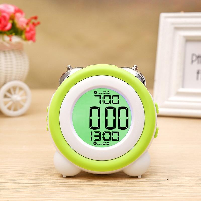 0705 Big Volume Simple Three-Dimensional LED Alarm Clock Mute Luminous Electronic Clock(Light Green)