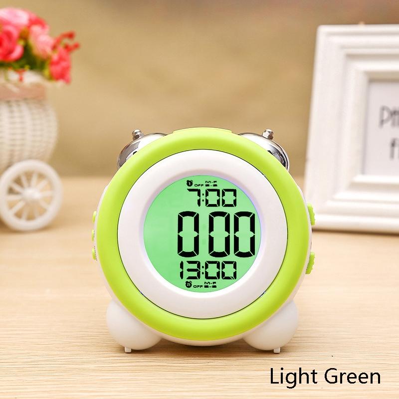 0705 Big Volume Simple Three-Dimensional LED Alarm Clock Mute Luminous Electronic Clock(Light Green)
