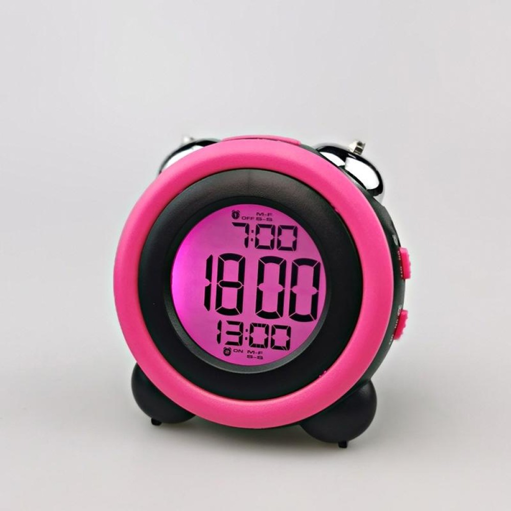 0705 Big Volume Simple Three-Dimensional LED Alarm Clock Mute Luminous Electronic Clock(Black Shell Pink)