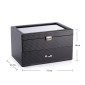 20 Grid Double-Layer Watch Storage Box Carbon Fiber Leather Watch Display Box With Lock & Glass Sunroof