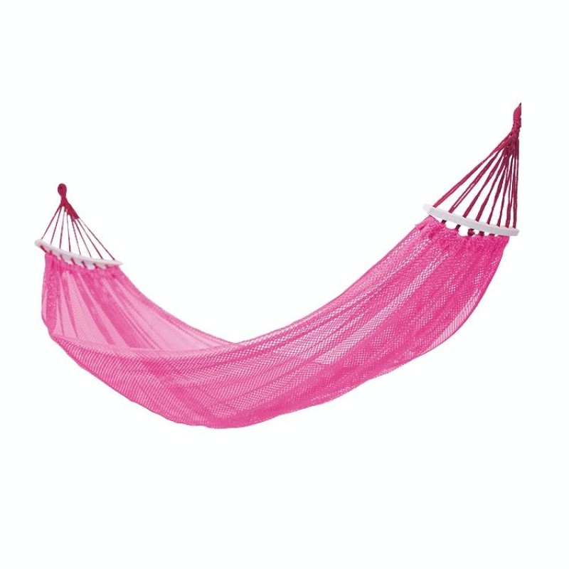 Bending Ice Silk Mesh Hammock Outdoor Hanging Bed Camping  Anti-Sidewall Hammock Swing, Size: 190x130 cm( Pink)