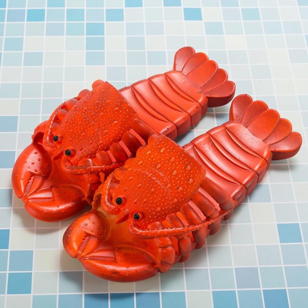 Crayfish Beach Parent-Child Slippers Children Cartoon Slippers, Size: 46-47(Dark Red)