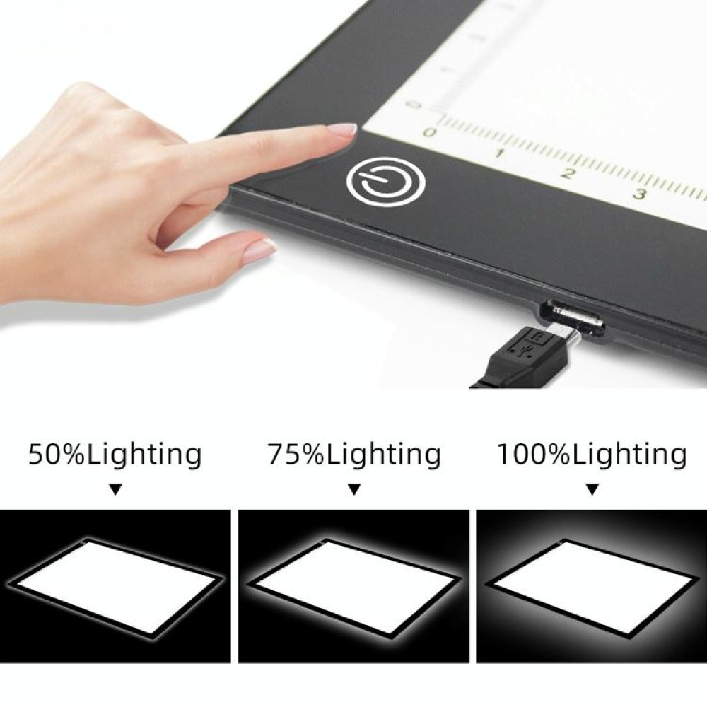 Copy Station Anime Drain Station LED Copy Board With Magnetic Suction Light Board Drawing Plate With USB Cable, Specification: A4 3 Gear Dimming (Black)