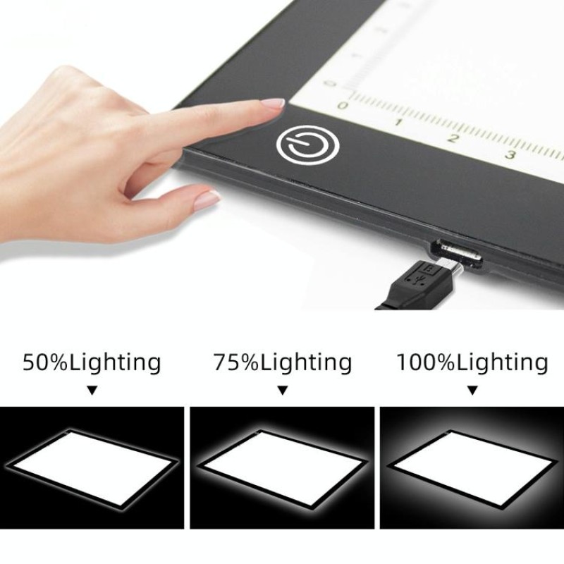 Copy Station Anime Drain Station LED Copy Board With Magnetic Suction Light Board Drawing Plate With USB Cable, Specification: A3 3 Gear Dimming (Black)