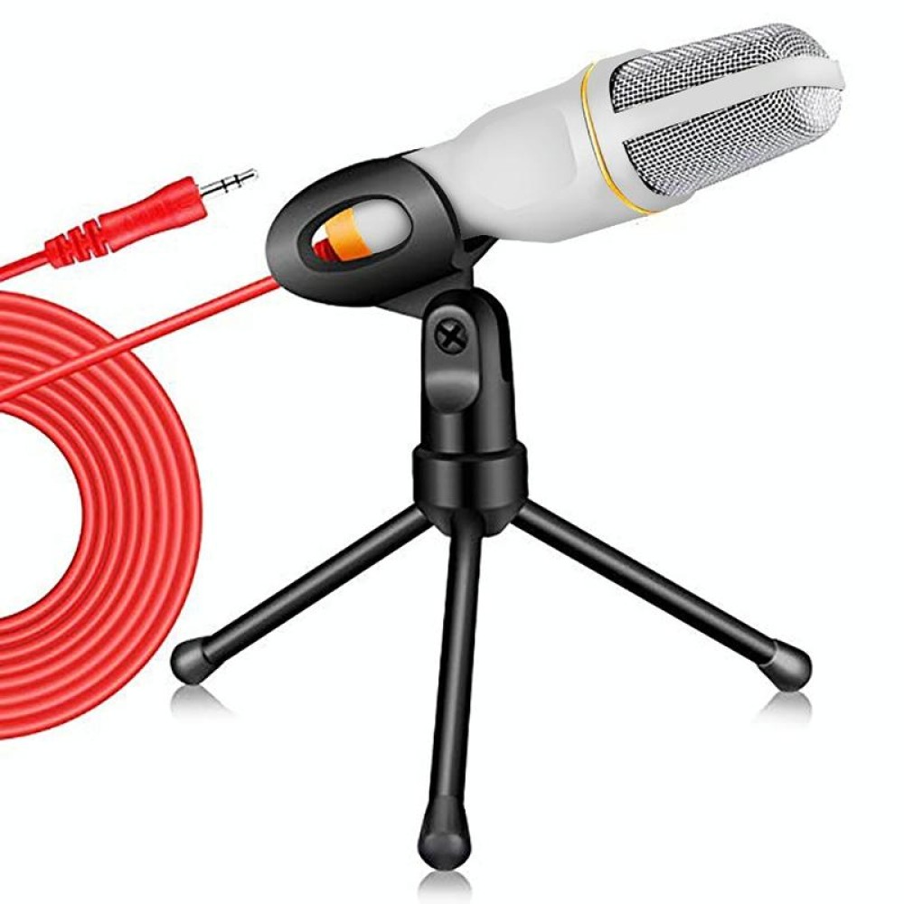 SF-666 Computer Voice Microphone With Adapter Cable Anchor Mobile Phone Video Wired Microphone With Bracketcket, Colour: White