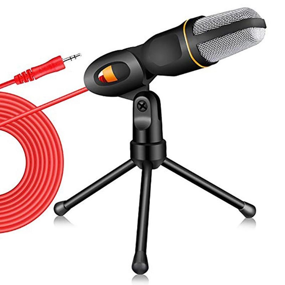 SF-666 Computer Voice Microphone With Adapter Cable Anchor Mobile Phone Video Wired Microphone With Bracketcket, Colour: Black