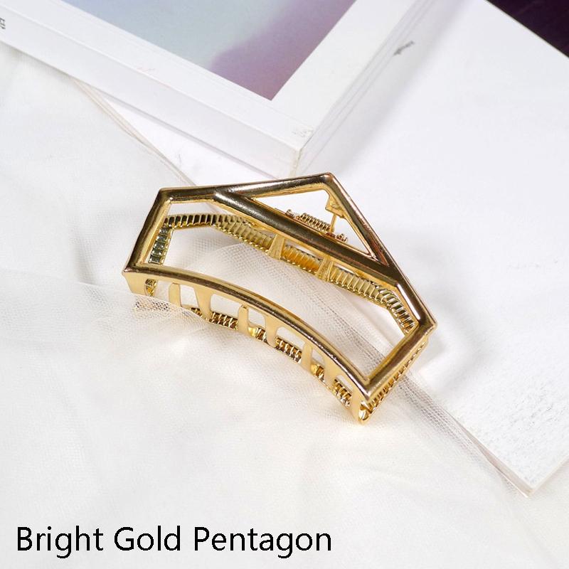 10 PCS Metal Hair Clip Retro Large Hair Clip, Colour: Bright Gold Pentagon