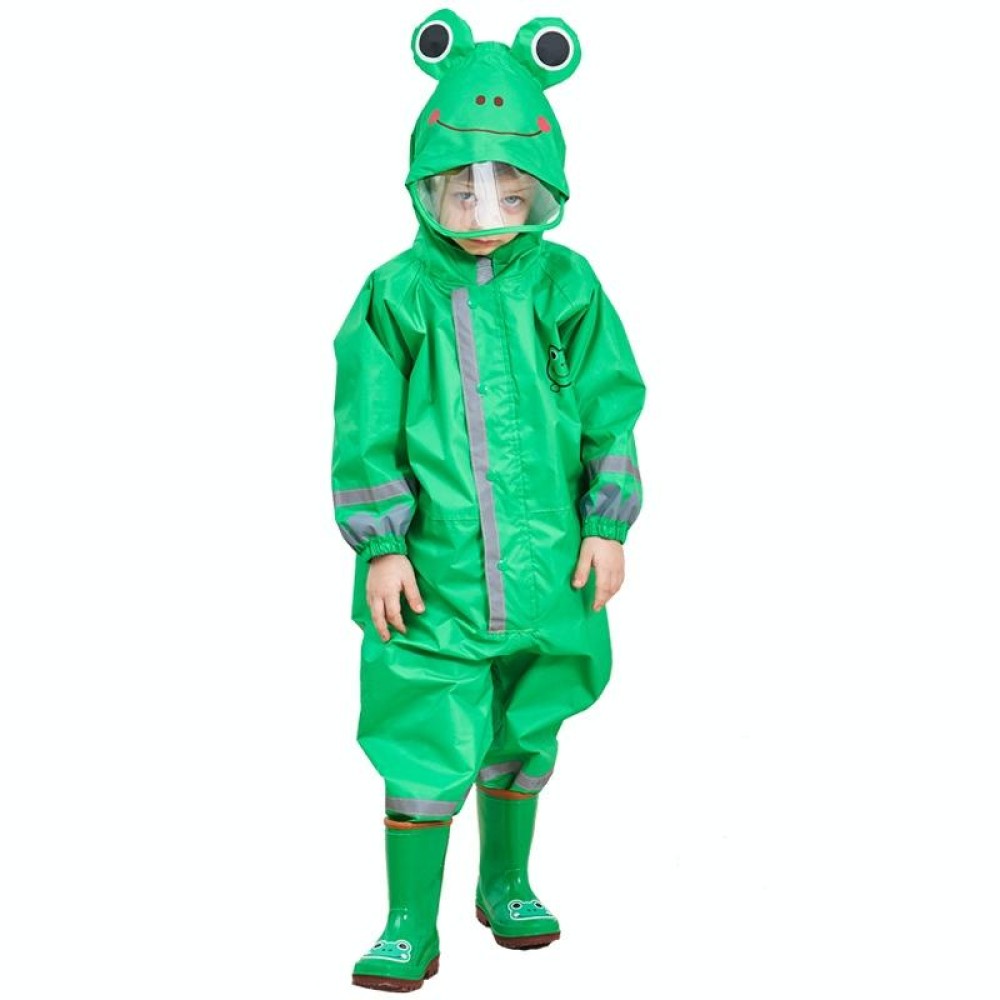 Children One-Piece Raincoat Boys And Girls Lightweight Hooded Poncho, Size: S(Green)