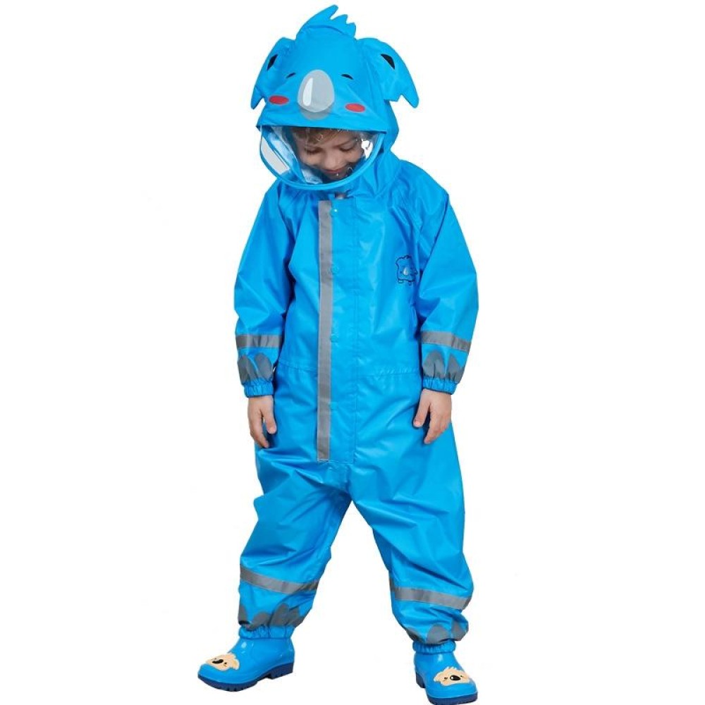 Children One-Piece Raincoat Boys And Girls Lightweight Hooded Poncho, Size: S(Blue)