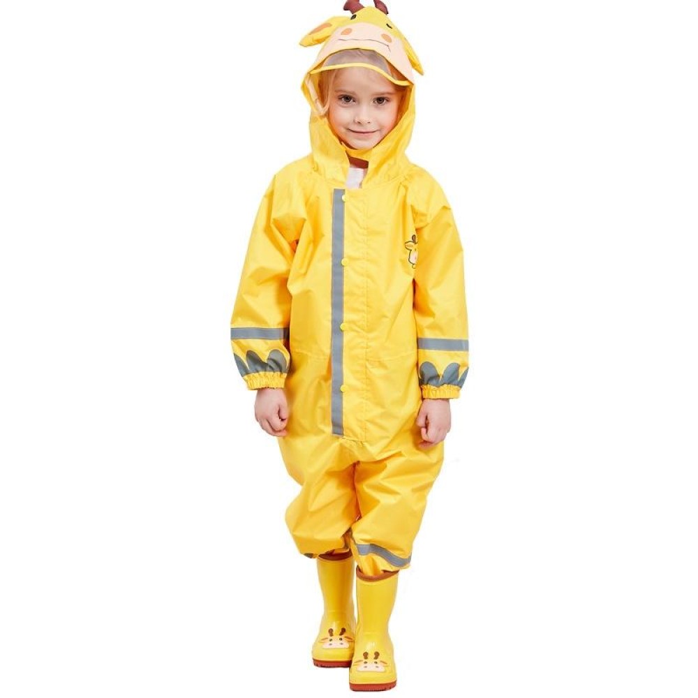 Children One-Piece Raincoat Boys And Girls Lightweight Hooded Poncho, Size: M(Yellow)