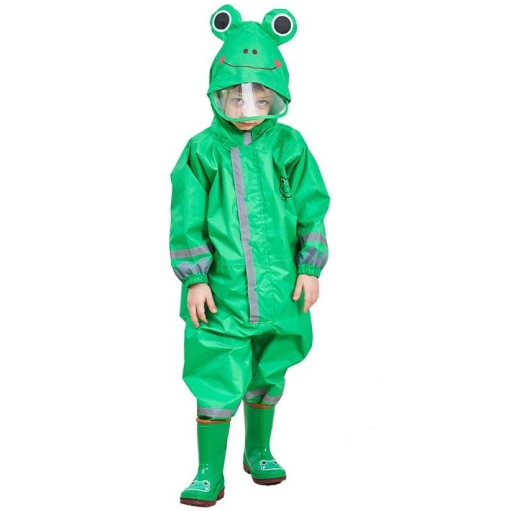 Children One-Piece Raincoat Boys And Girls Lightweight Hooded Poncho, Size: L(Green)