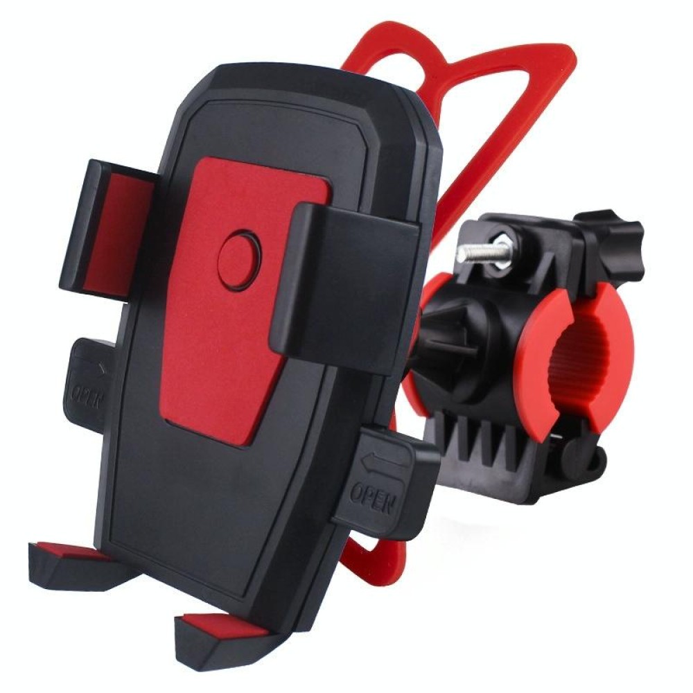 Bicycle Automatic Lock Mobile Phone Bracket 360 Degree Rotating Carrier Cycling Bracket(Red (Silicone Strap))