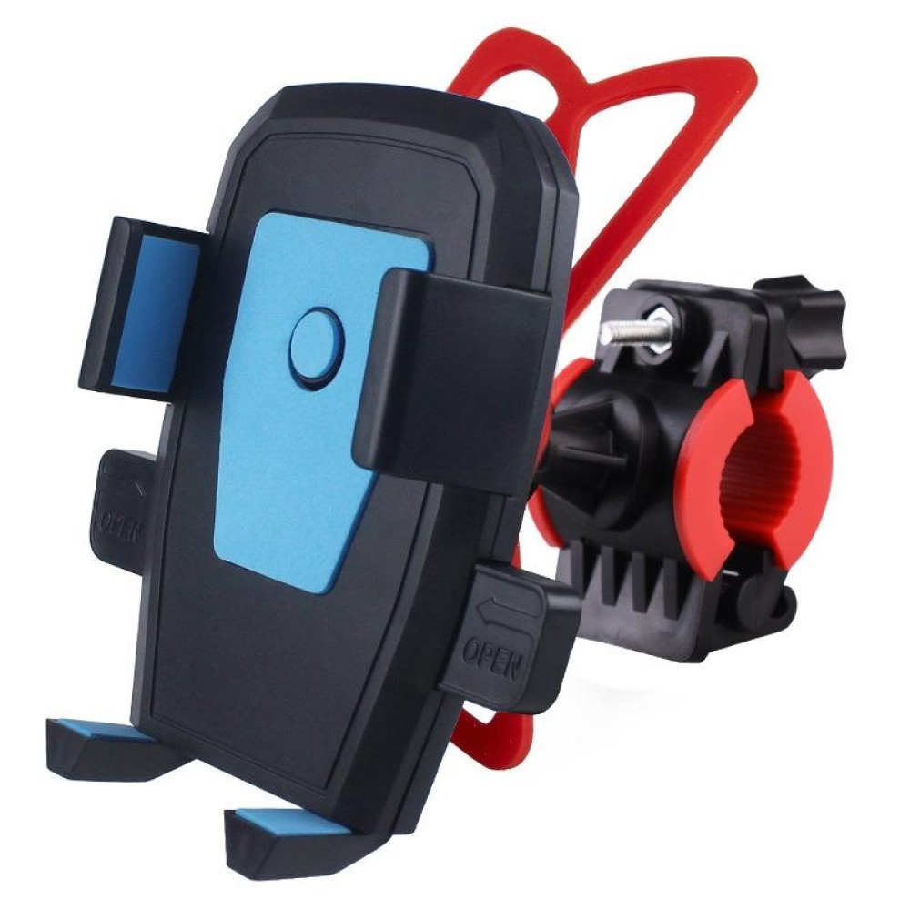 Bicycle Automatic Lock Mobile Phone Bracket 360 Degree Rotating Carrier Cycling Bracket(Blue (Silicone Strap))