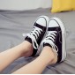 Women Thick-Soled Inner Heightened Semi-Slipper Canvas Shoes Lazy One-Legged Platform Shoes, Size: 34(Black)