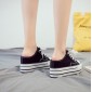 Women Thick-Soled Inner Heightened Semi-Slipper Canvas Shoes Lazy One-Legged Platform Shoes, Size: 34(Black)