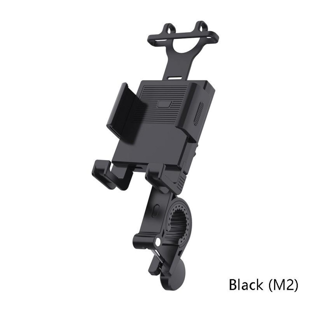 2 PCS Motorcycle Electrical Pedal Car Self-Lock Bracket Riding One-Button Shrink Mobile Phone Holder(Black M2)