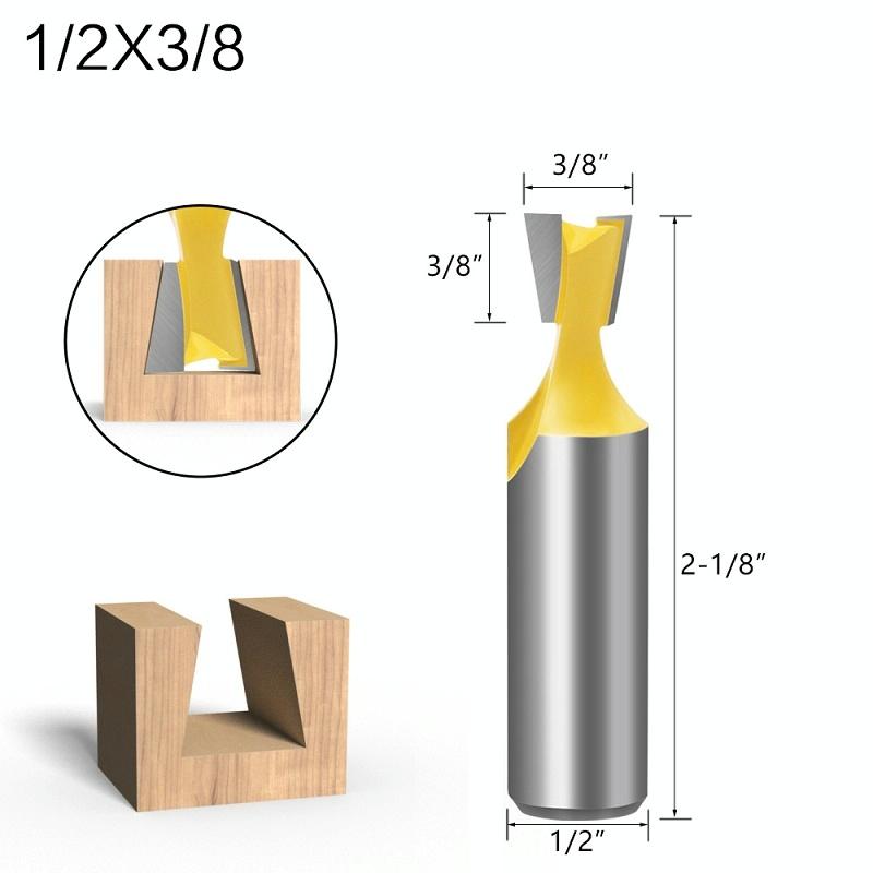 1/2 Handle Dovetail Cutter Wood Engraving Small Milling Cutter, Specification: 1/2x3/8mm