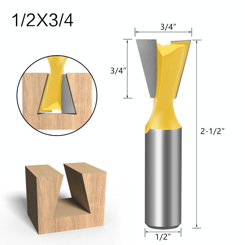 1/2 Handle Dovetail Cutter Wood Engraving Small Milling Cutter, Specification: 1/2x3/4mm
