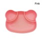 Cartoon Integrated Silicone Dinner Plate Anti-Fall Anti-Slip Supplementary Tableware(Pink)