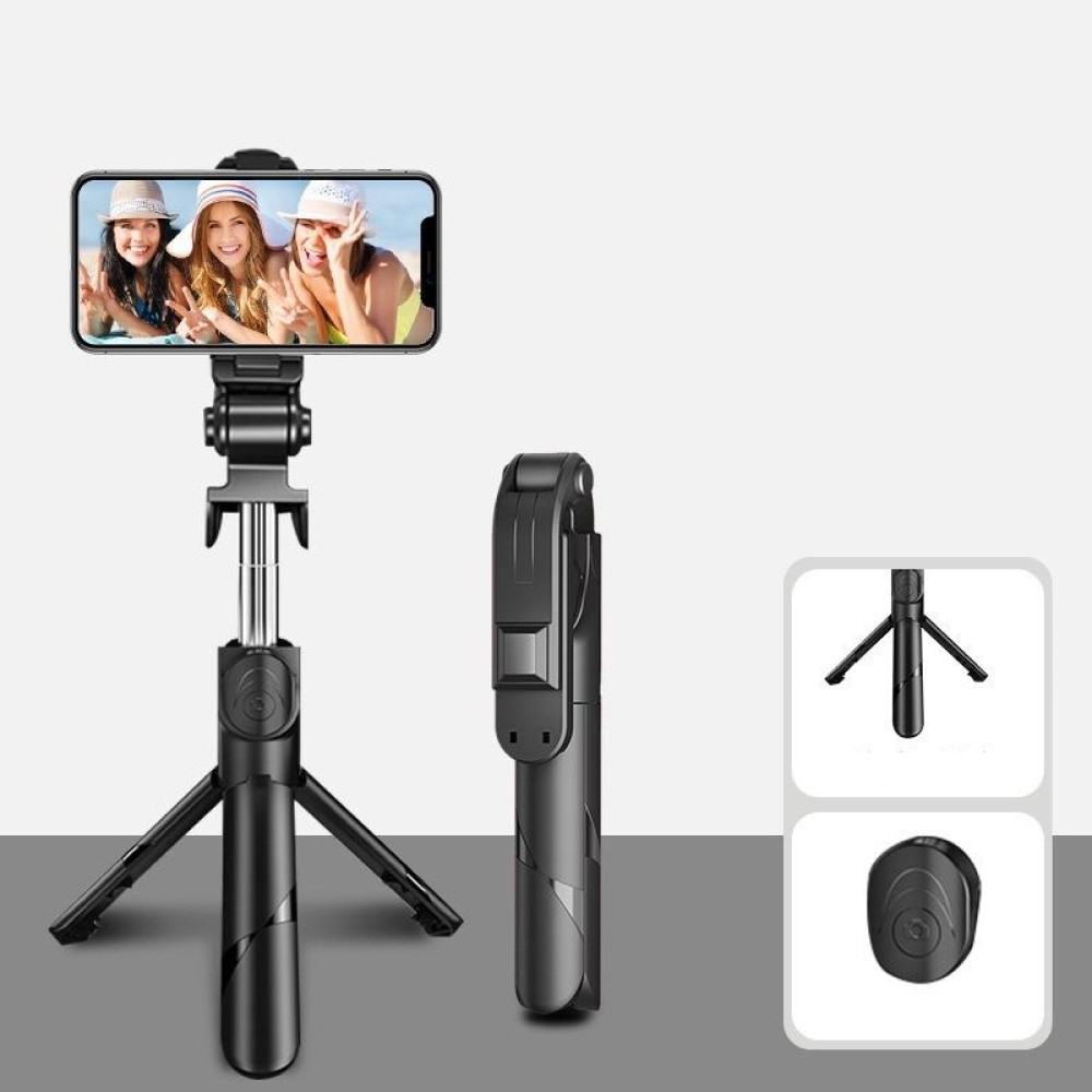 Bluetooth Black XT02 360-Degree Rotating Multi-Function Retractable Mobile Phone Selfie Stick To Shoot Live TV Drama Tripod