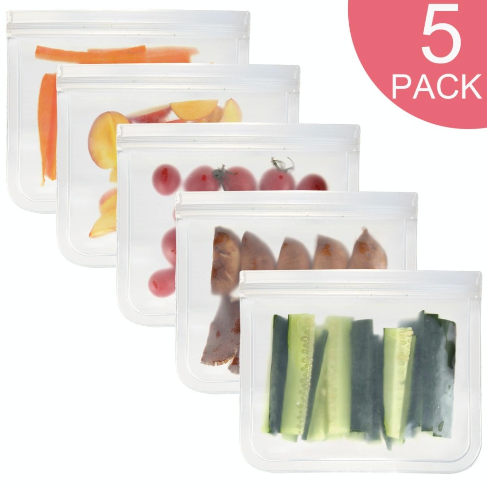 5 in 1 Translucent Frosted PEVA Food Preservation Bag Refrigerator Food Storage Bag Self-Sealing Food Bag Set(NO.1x5)