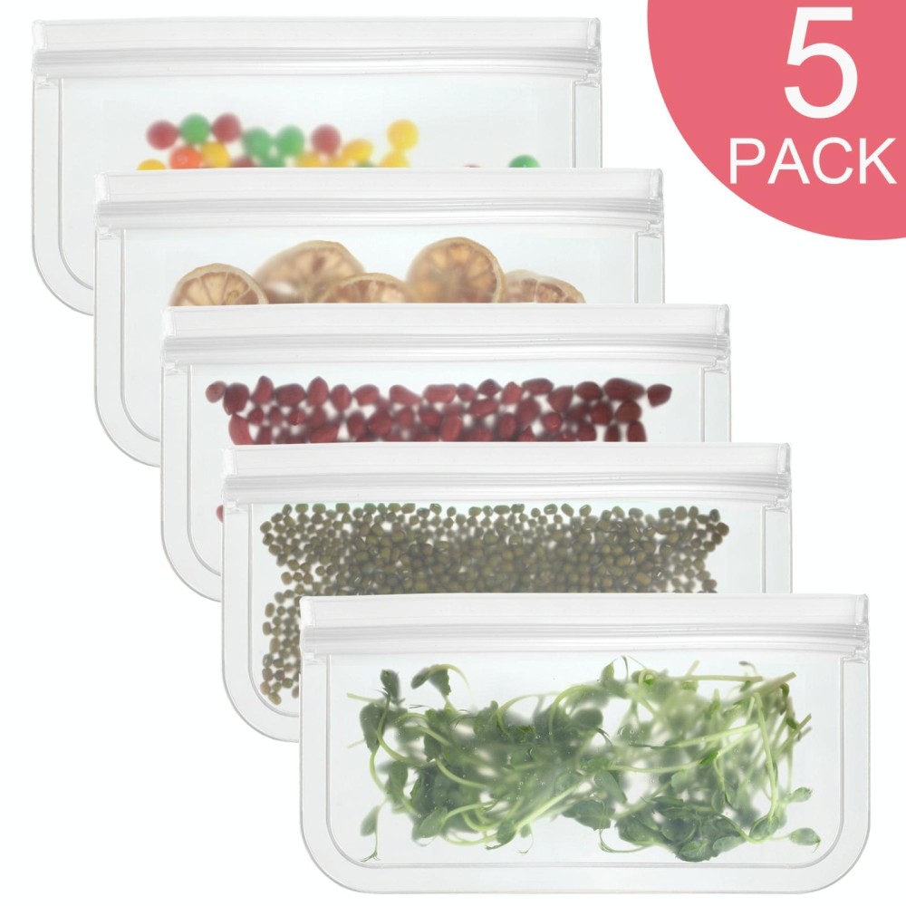 5 in 1 Translucent Frosted PEVA Food Preservation Bag Refrigerator Food Storage Bag Self-Sealing Food Bag Set(NO.2x5)
