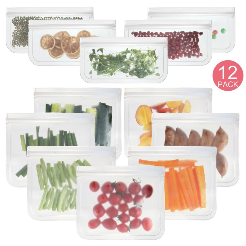 12 in 1 Translucent Frosted PEVA Food Preservation Bag Refrigerator Food Storage Bag Self-Sealing Food Bag Set(NO.1x7+NO.2x5)