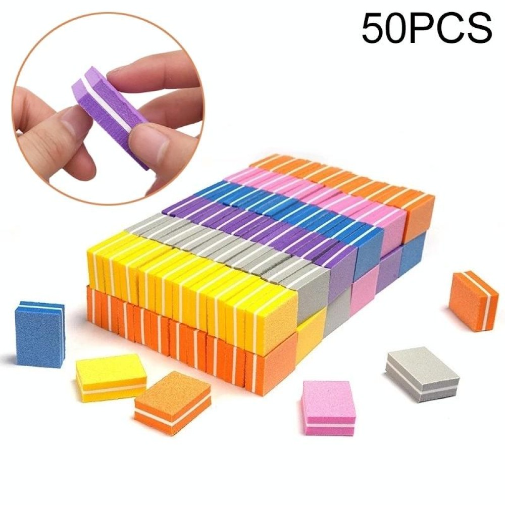 50 PCS 35x25x12mm EVA Small Square Sponge Nail File Random Colour Delivery
