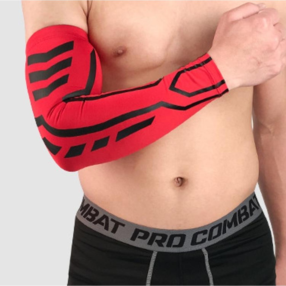 Sports Wrist Guard Arm Sleeve Outdoor Basketball Badminton Fitness Running Sports Protective Gear, Specification:  M (Red)