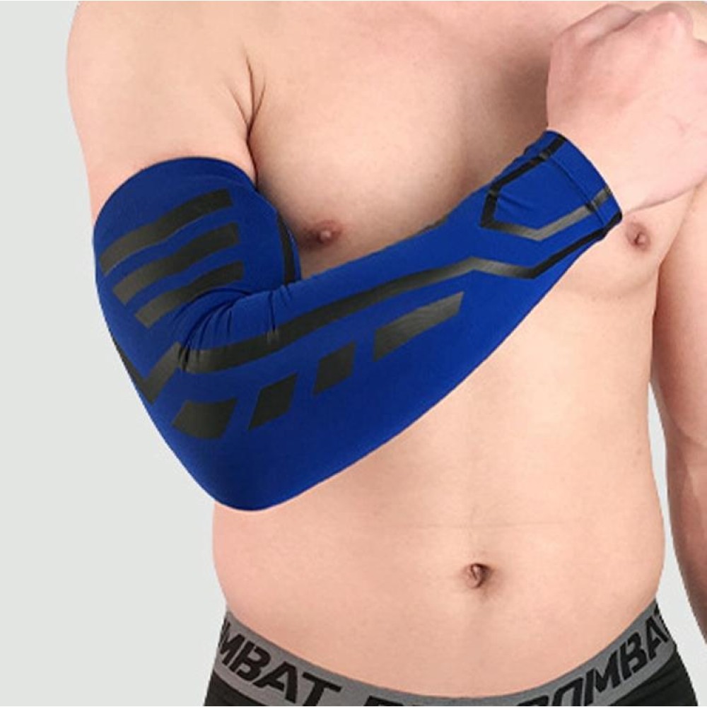 Sports Wrist Guard Arm Sleeve Outdoor Basketball Badminton Fitness Running Sports Protective Gear, Specification:  L (Blue)