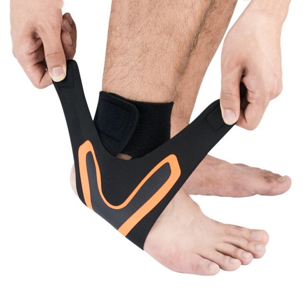 Sports Compression Anti-Sprain Ankle Guard Outdoor Basketball Football Climbing Protective Gear, Specification: XL, Right Foot (Black Orange)