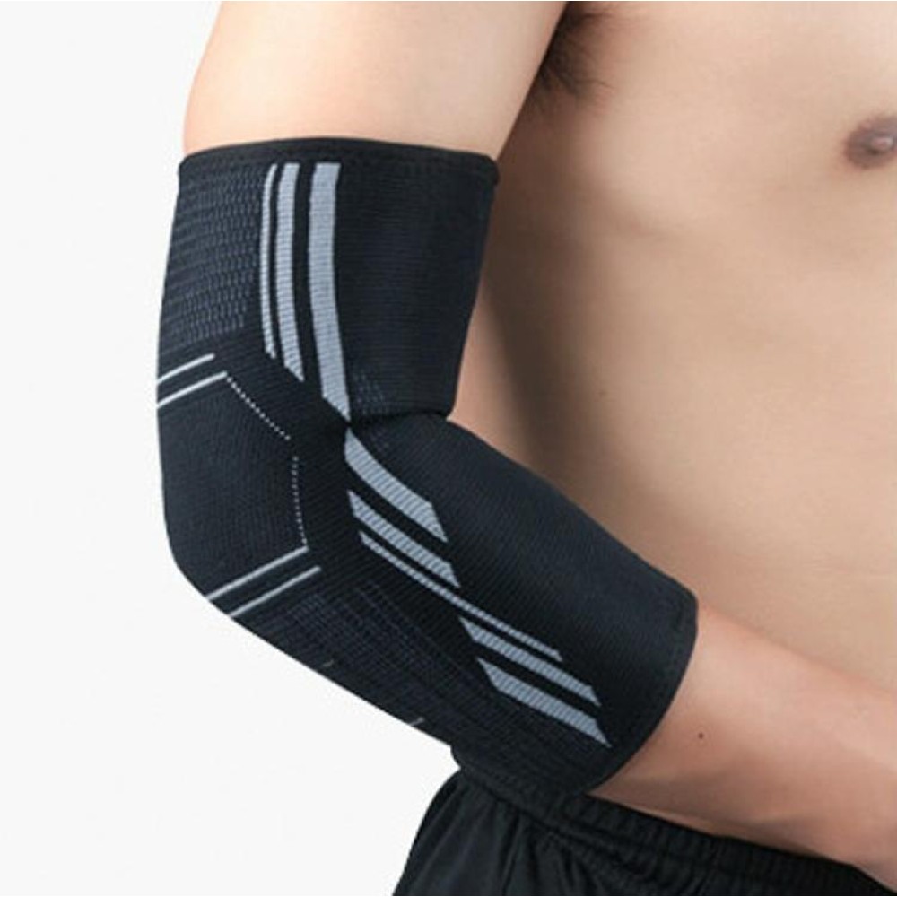 Sports Elbow Pads Breathable Pressurized Arm Guards Basketball Tennis Badminton Elbow Protectors, Size:  L (Black Gray)