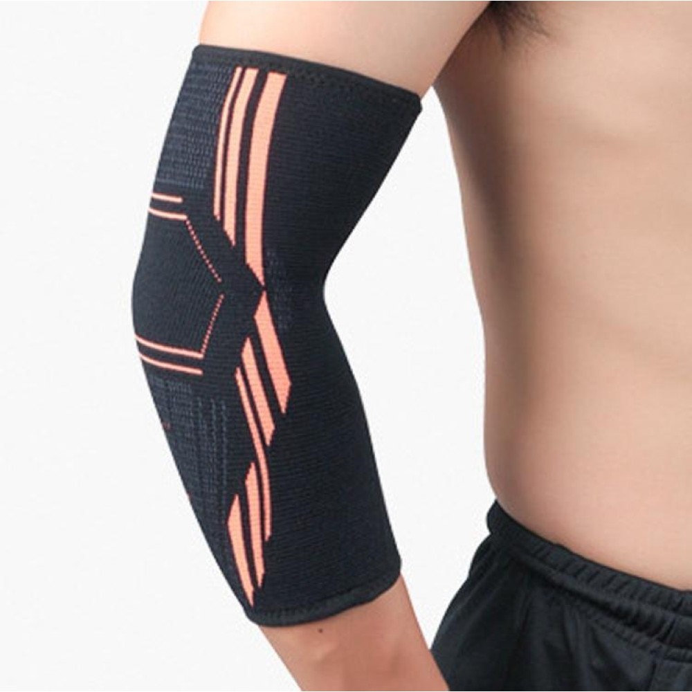 Sports Elbow Pads Breathable Pressurized Arm Guards Basketball Tennis Badminton Elbow Protectors, Size:  L (Black Orange)