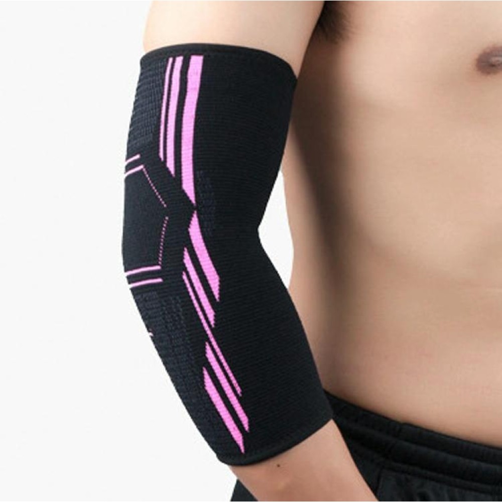 Sports Elbow Pads Breathable Pressurized Arm Guards Basketball Tennis Badminton Elbow Protectors, Size: M (Black Pink)