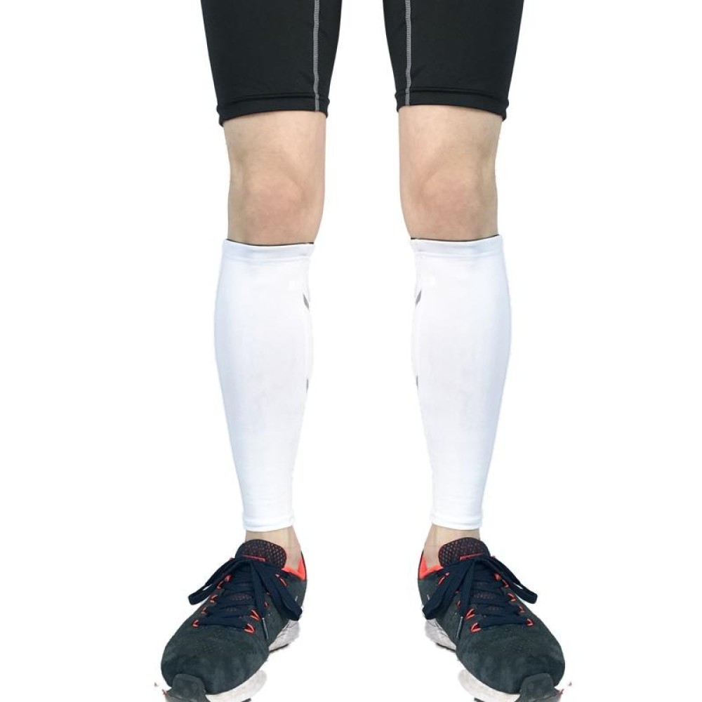 Sports Breathable Compression Calf Protector Riding Running Football Basketball Mountaineering Protective Gear, Specification: M (White)