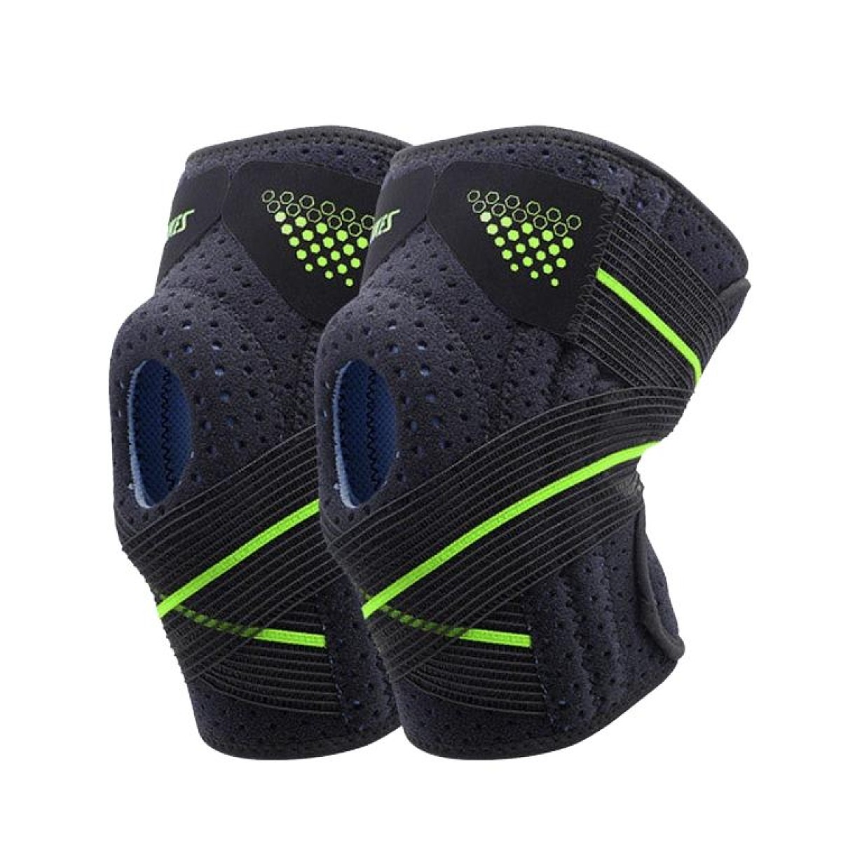 AOLIKES HX-7909 Tie Spring Support Silicone Knee Pad Mountaineering Riding Running Basketball Sweat-Absorbent Breathable Knee Pad(Black Green)