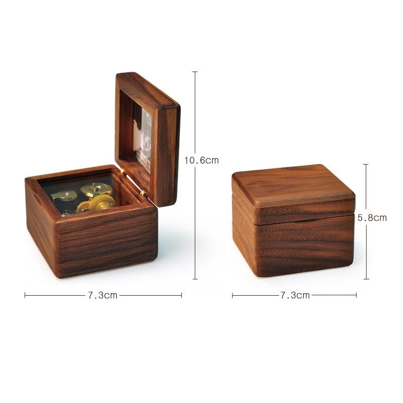 Frame Style Music Box Wooden Music Box Novelty Valentine Day Gift,Style: Walnut Gold-Plated Movement