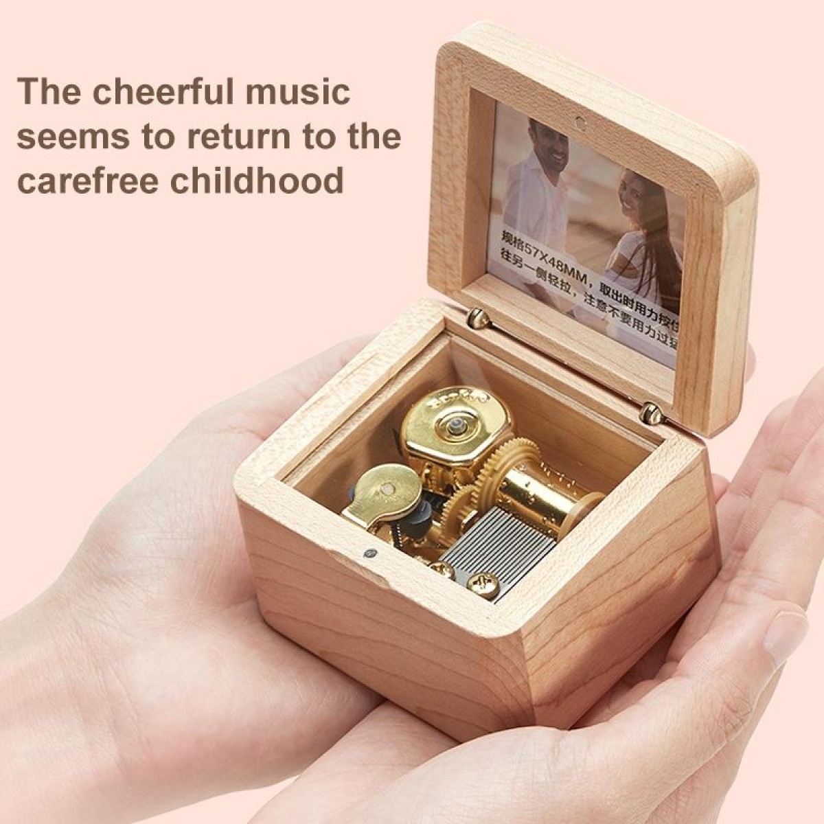 Frame Style Music Box Wooden Music Box Novelty Valentine Day Gift,Style: Walnut Gold-Plated Movement