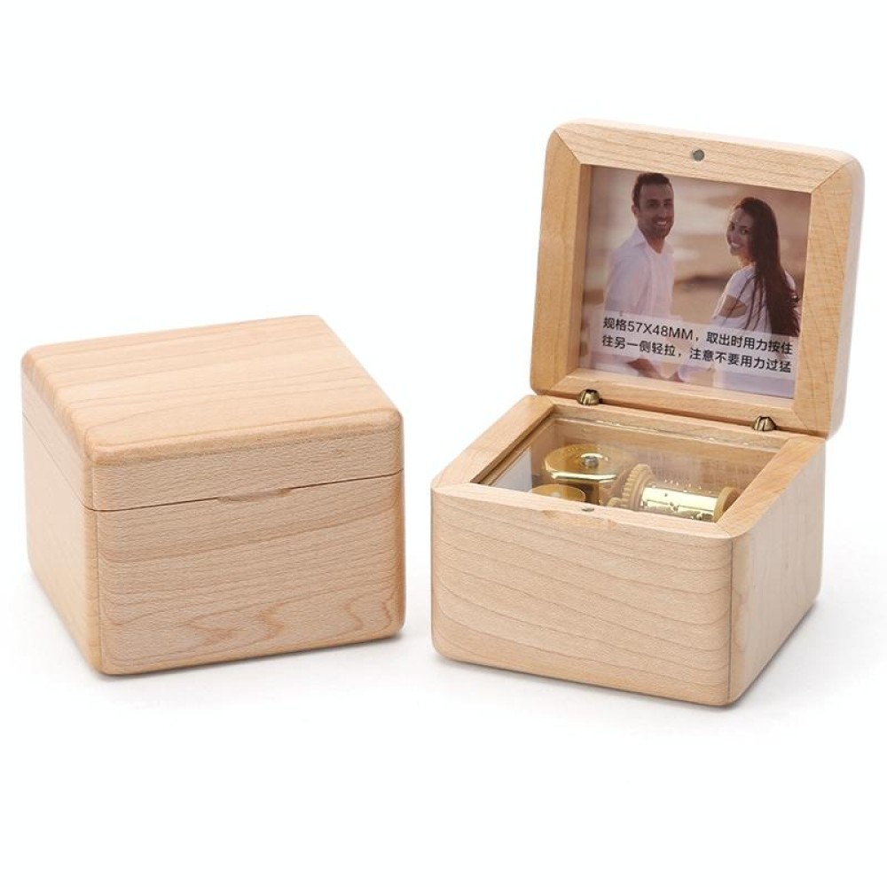 Frame Style Music Box Wooden Music Box Novelty Valentine Day Gift,Style: Maple Gold-Plated Movement
