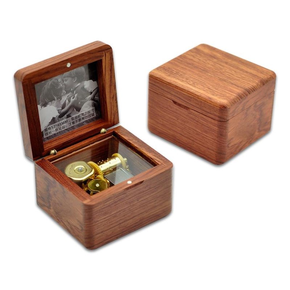 Frame Style Music Box Wooden Music Box Novelty Valentine Day Gift,Style: Rosewood Gold-Plated Movement