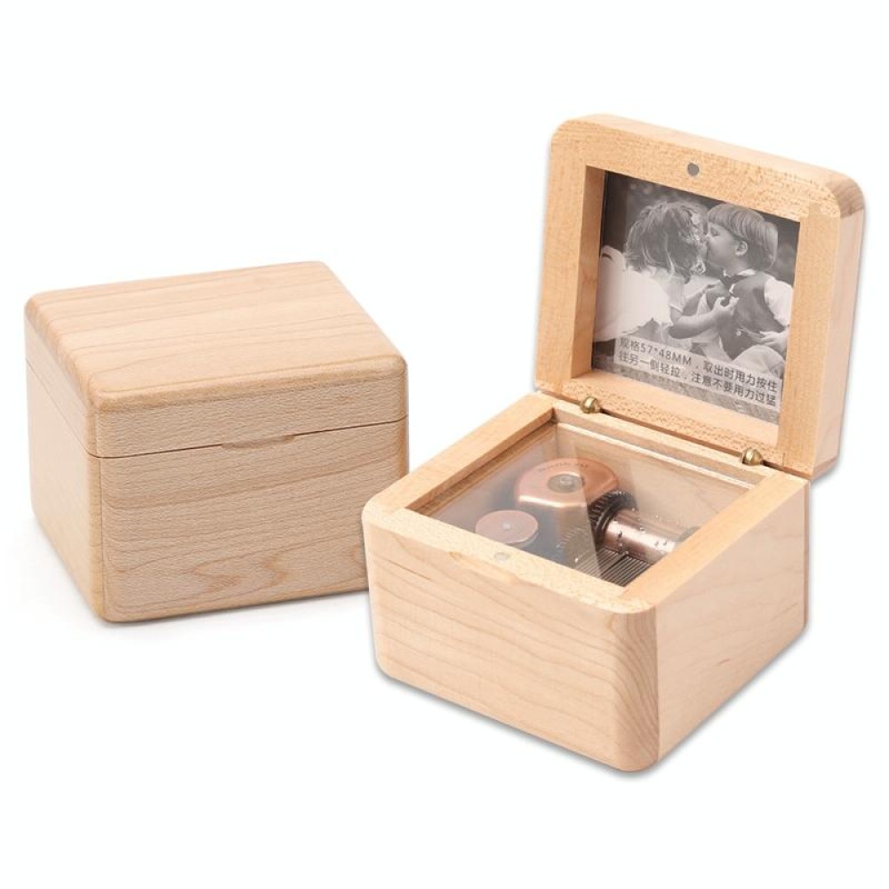 Frame Style Music Box Wooden Music Box Novelty Valentine Day Gift,Style: Maple Red-Bronze Movement